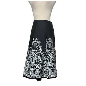 Charter Club black white paisley print pleated midi skirt size 16